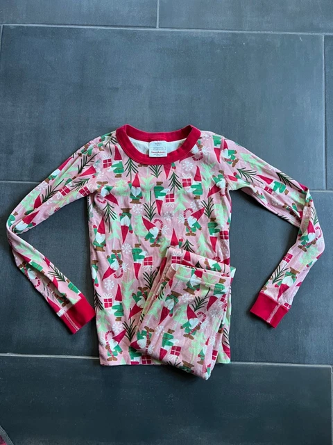 Hanna Andersson Pink GNOME Christmas Holiday Long Johns Size 140 US 10 Pajamas