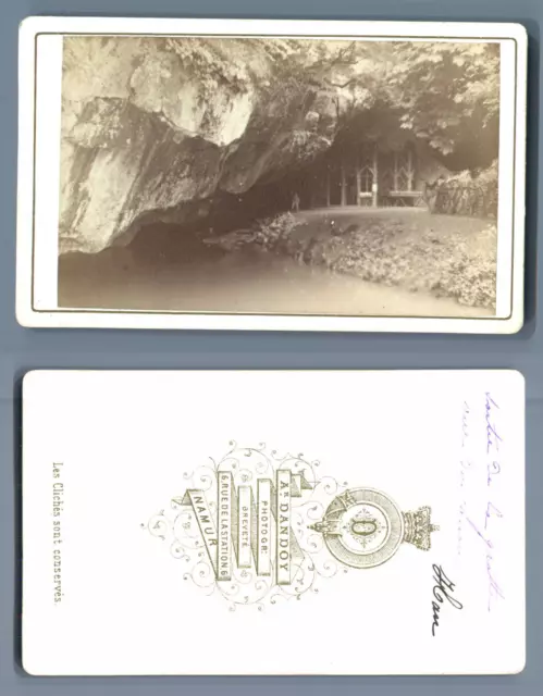 A.R. Dandoy, Belgique, Qortie de la Grotte de Han, Vue du canon  CDV vintage alb