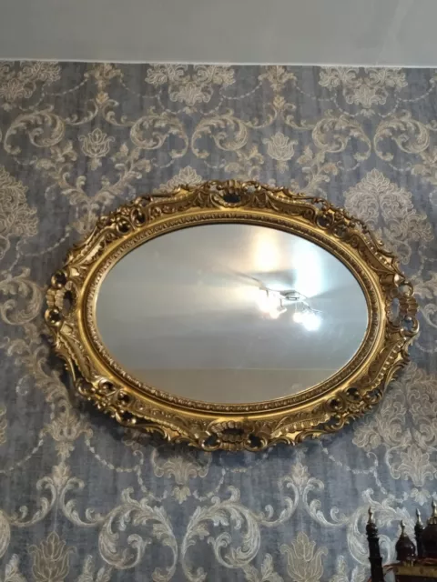 Large Oval Ornamental Wall Mirror Home Wall Decor Vintage Style Gilded 2