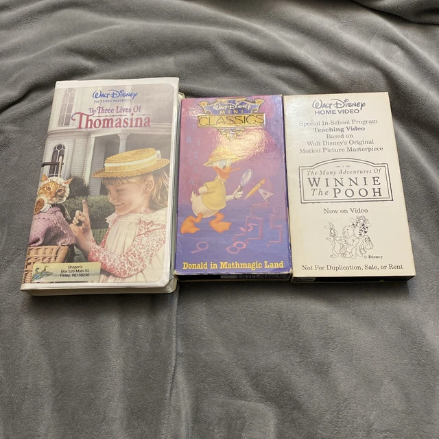 WALT DISNEY VHS Lot Winnie The Pooh Thomasina Math magic Land Donald ...