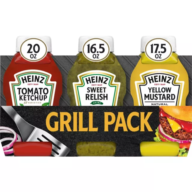 Heinz Tomato Ketchup 🌭 Relish, and Mustard Picnic Pack, 3 Count