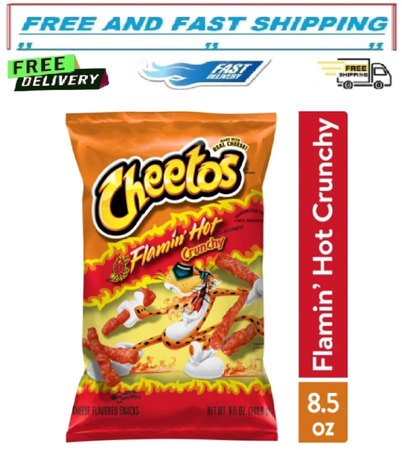 CHEETOS CRUNCHY FLAMIN' Hot Cheese Flavored Snack Chips, 8.5 oz Bag 6.