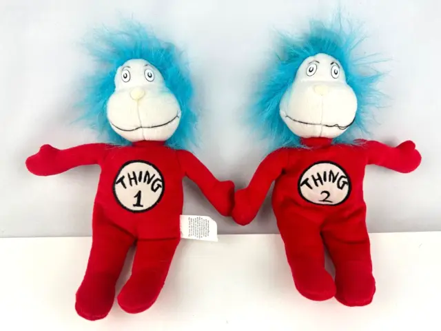 Dr Seuss Plush 12" THING 1 + THING 2 - Cat In The Hat Toys - Hook & Loop Hand