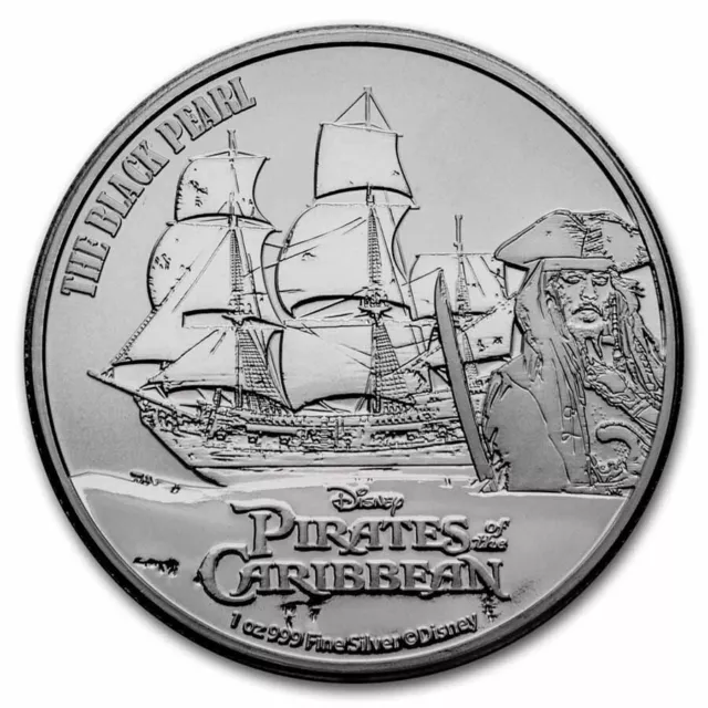 2021 Niue Pirates of the Caribbean The Black Pearl 1 oz Silver $2 Coin BU