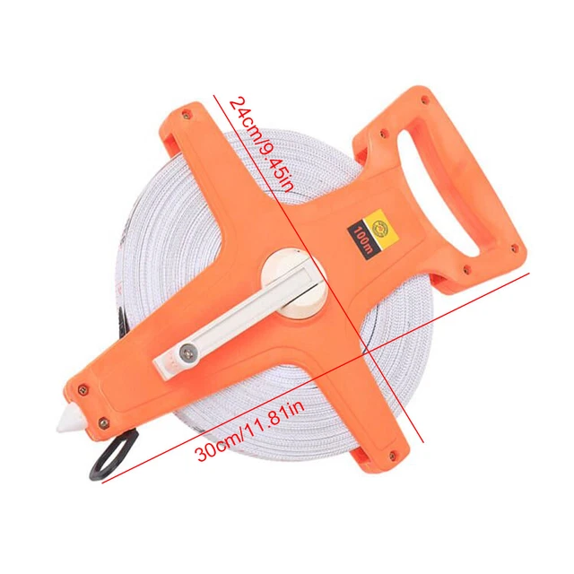 100M 300FT GLASS Fiber Measuring Tape Surveying Measure Reel Inch