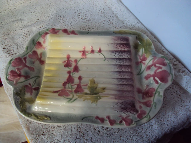 Plat à Hors-d'œuvre Vintage Barbotine Italienne - Diamètre 36 Cm - Bon état