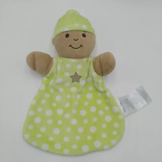 Muñeca de seguridad Babies R Us Baby Lovey verde puntos blancos estrellas felpa AA latina