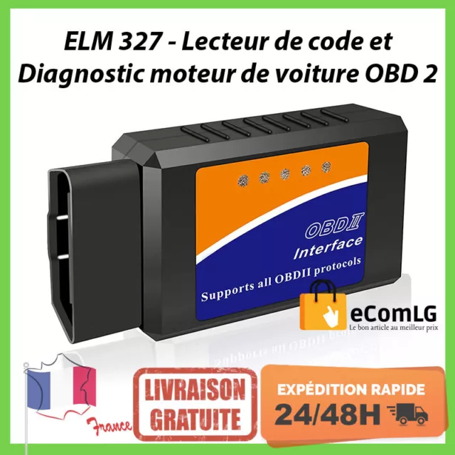 Lecteur de code et Diagnostic ELM 327 pour voiture OBD 2 Bluetooth Android