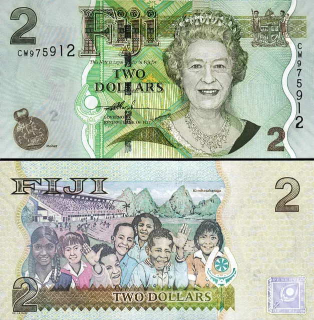 Fiji 2 Dollars 2007, UNC, P-109a, Queen Elizabeth II