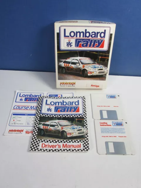 vintage COMMODORE AMIGA LOMBARD RALLY DISK VIDEO GAME box A500 A1200