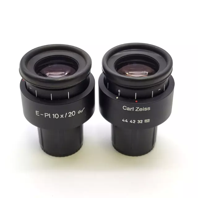 Zeiss Microscope Eyepiece Pair E-Pl 10x/20  444232-9902 Focusing Eyepieces