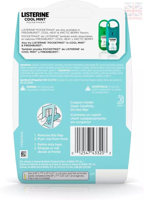 Listerine - Taschenpakete, Mundpflegestreifen, cool neuwertig - 72 Streifen 2