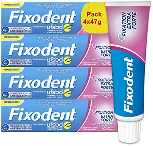 Fixodent Original Crème Adhésive Pour Prothèses Dentaires 4x47 g