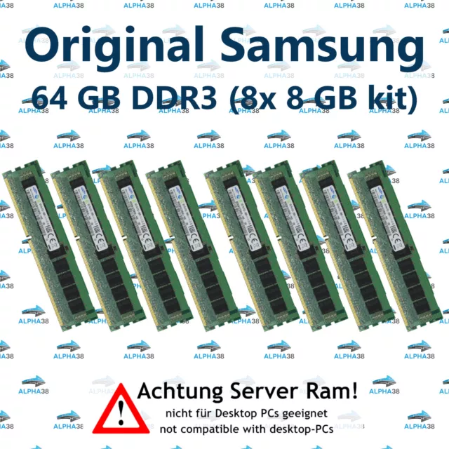 64 GB (8x 8 GB) Rdimm ECC DDR3-1600 HP HPE Proliant BL620c Gen7 G7 Serveur RAM