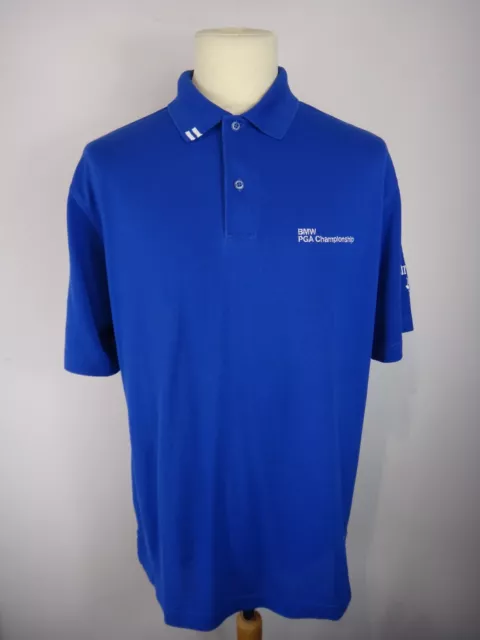 Ashworth Golf Polo Shirt Mens Medium Blue BMW PGA Championship EZ-Tech Logo