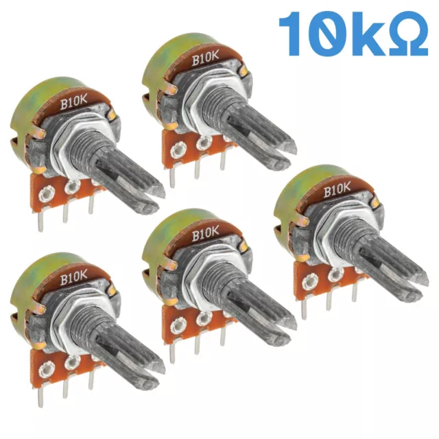 5pcs 10k Ohm Ω Linear (B) Taper Rotary Potentiometer Single Gang WH148 B10K