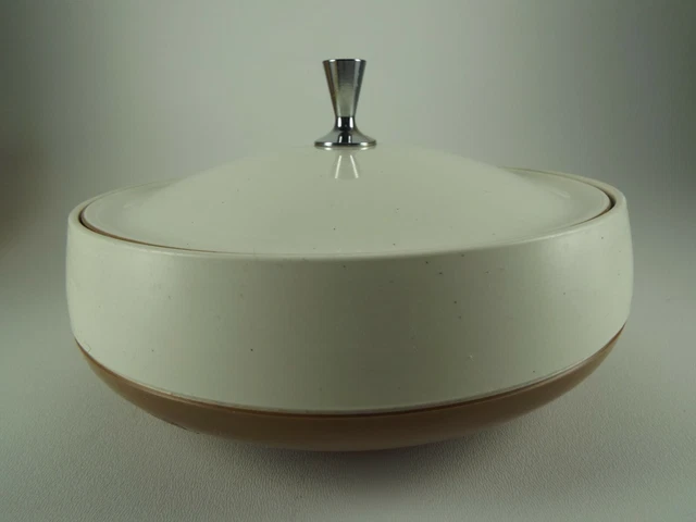 Vintage Insulated Covered Dish Bowl Brown White Vacron Bopp Decker Inc. Serving