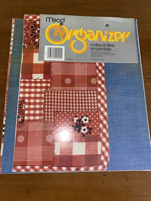 Vintage Mead The Organizer 3-Ring TriFold Binder Trapper Keeper Denim & Red