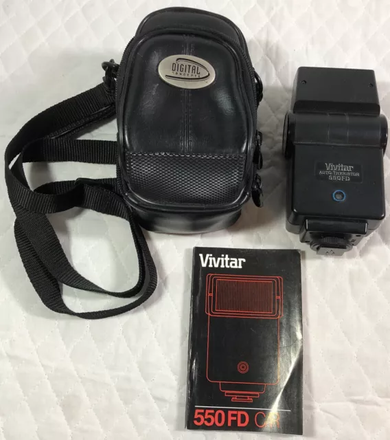 Vivitar 550FD Camera Flash with Original Instruction Booklet and Storage Case