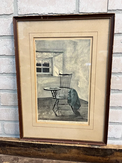 Vintage 1961 Andrew Wyeth Early "October" Dry Brush Ltd Ed. Art Print SIGNED Vintage 1961 Andrew Wyeth Early "October" Dry Brush Ltd Ed. Art Print SIGNED