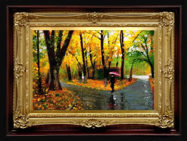 ORIGINAL Oil Painting Handmade Arseni ~ QUIET RAIN 6" X 4" NO FRAME USA