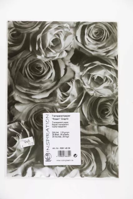 Transparentpapier Rosen, Farbe: anthrazit, DIN A4, 25 Blatt-Pack, 115 g/qm