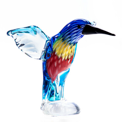 9931006 Vetro Figura Muran Stile Uccello Colibrì 19x24x19cm 
