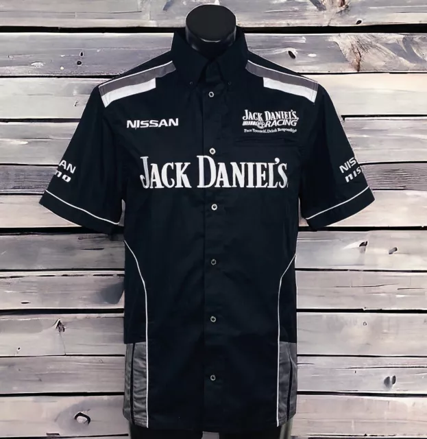 Nissan Jack Daniels Racing Mens Black Shirt Nismo Button Down Embroidered Size S