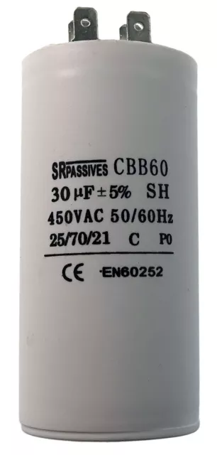 Condensateur moteur de démarrage / permanent 30µF 30uF 450V à cosses CBB60