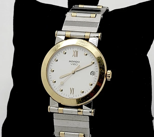 Mens Movado Vizio 85C2878 Stainless Steel 18K Solid Gold Bezel & Accents,Runs