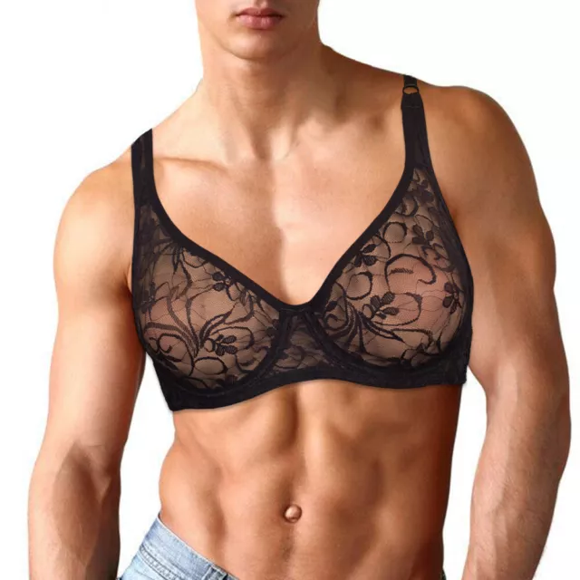 SISSY BRAS SEXY Lace Mens Brassiere Flat-chested Plus Size Bralette  Underwear $6.99 - PicClick