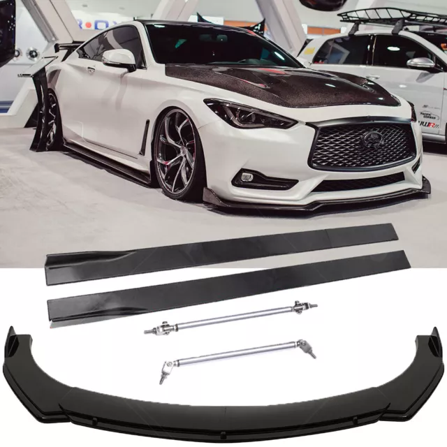 Car Front Bumper Lip & Side Skirt & Strut Rods For Infiniti G37 G35 Coupe Sedan