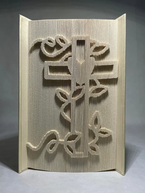 Kreuz mit Herz und Reben Buch Faltmuster (Ausschneiden und Falten)