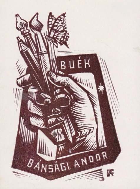 Exlibris für Bansagi Andor / Malerei painting butterfly Schmetterling