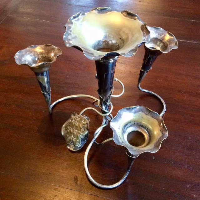 Antique ART NOUVEAU Edwardian Epergne Centrepiece,Silver Plated,Feature Display