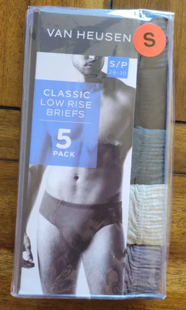 Van Heusen Mens Classic Low Rise Briefs 5 Pack Cotton Size S 28-30 NWB