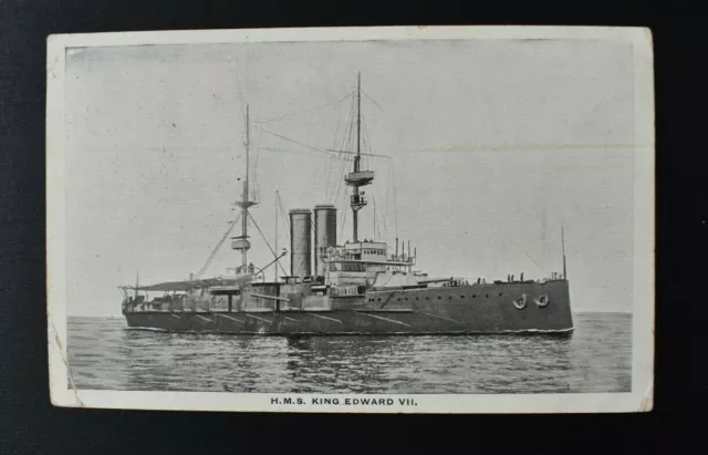 Postcard Military Naval Ship Royal Navy HMS King Edward VII Posted c1900s