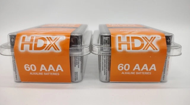 Baterías alcalinas HDX AAA cada paquete 120 piezas juego de dos paquetes 60 diciembre 2032
