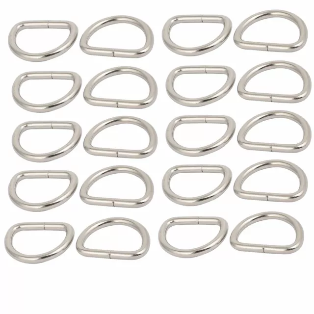 25mm Inner Width Metal Half Round Shaped Non Welded D Ring Silver Tone 20pcs