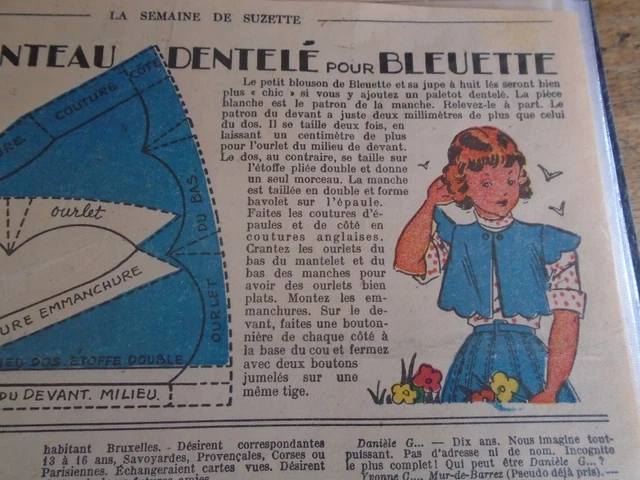 Ancien Patron Pour La Poupee  Bleuette Costume De Natation