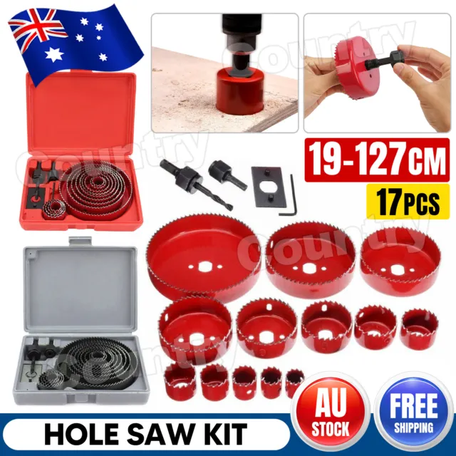 17X Hole Saw Drill Bit Kit Set Holesaw Wood Sheet Metal Timber Woodworking Tool