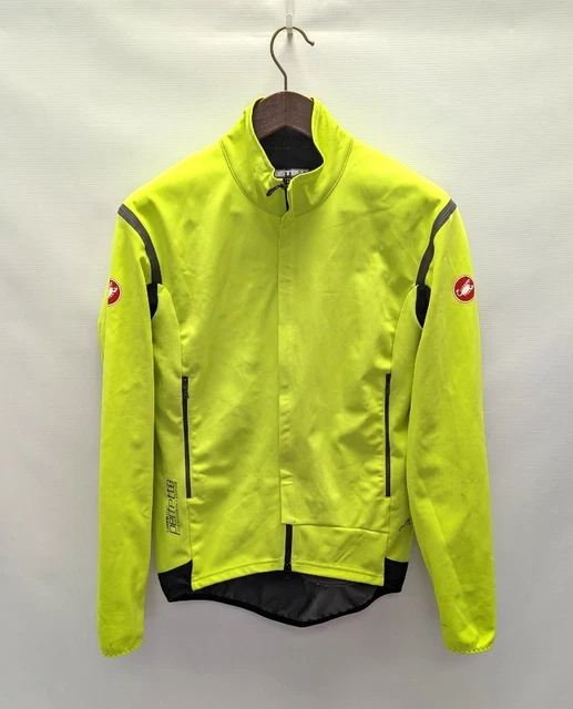 MEN'S CASTELLI NEON Green Zip Up Rosso Corsa Cycling Jacket Size