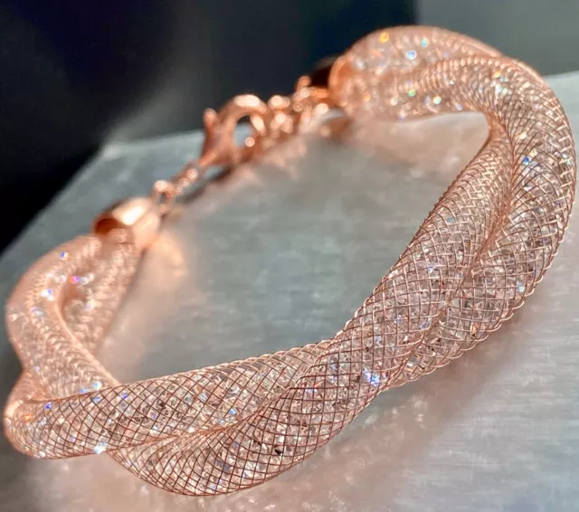 Stardust Wire Mesh Wrap Bracelet made w/ Swarovski Crystal 14k Gold Plated Over 2