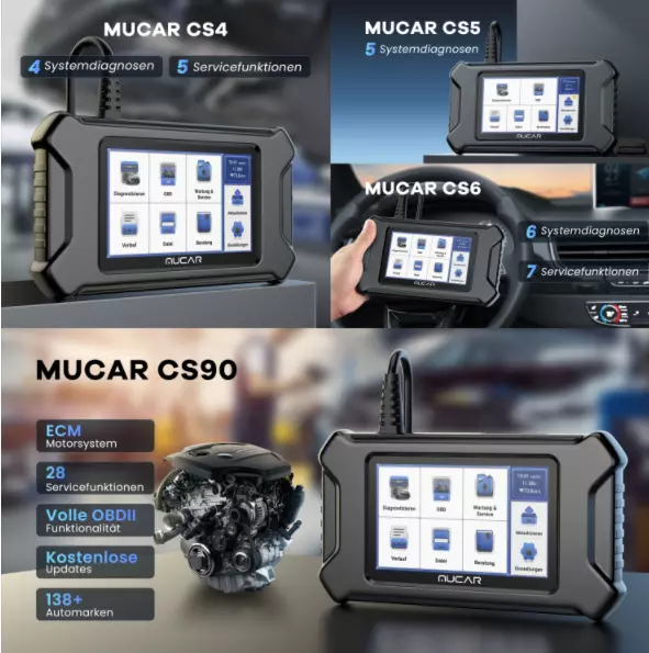 MUCAR CS 4/5/6/90 OBD2 Scanner Kfz Auslesegerät OBD2 Diagnosegerät Auto Tool DE