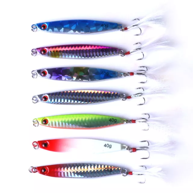 14pcs Lead Metal Jigging Lure 14g-40g Spoon Bait Saltwater Jig Fishing Tackle