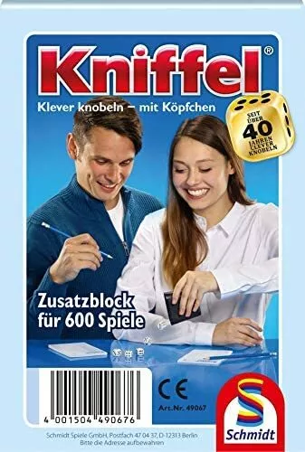 Schmidt Spiele 49067 - Kniffel - Zusatzblock Für 600 Spiele  # Neu Ovp