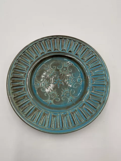 HUGUETTE BESSONE, assiette à decor d'arabesques ceramique gres vintag