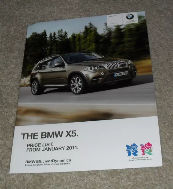 BMW X5 Price Guide Brochure January 2011 - xDrive 30d 40d 50i SE & M Sport