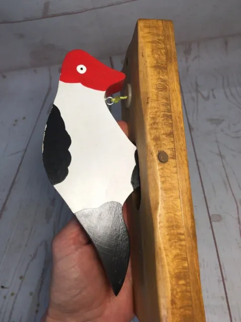 Handcrafted Woodpecker Folk Art Wall Decoration Bird Sound Wood Pull String