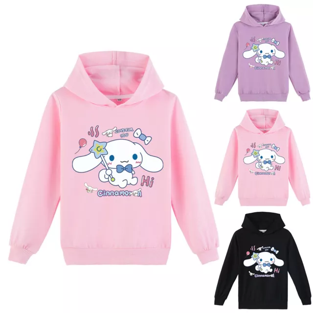 Kids Girls Cinnamoroll Hoodies Hooded Sweatshirt Pullover Tops Shirt Winter Cute